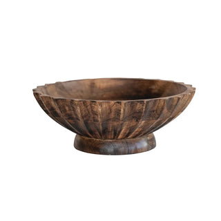 3" Mango Wood Footed Bowl
