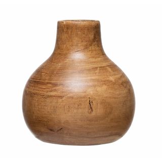 8" Wood Vase, Brown