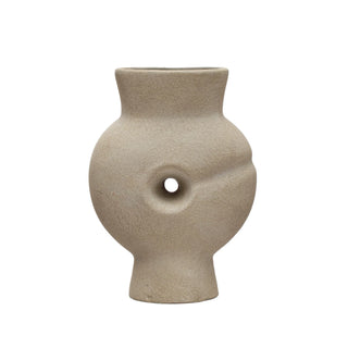 8" Beige Sculptural Vase