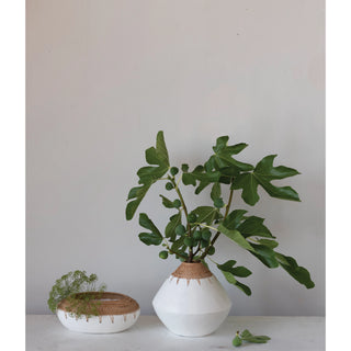 Terracotta Vase w/ Rattan Top